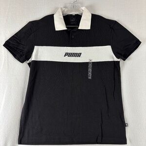 Puma, Black and White, Men's Polo Shirt, Size Medium